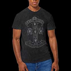 Guns N' Roses Unisex T-Shirt: Monochrome Cross (Dip-Dye)