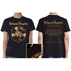 Hollywood Vampires Unisex T-Shirt: Drink, Fight, Puke (Back Print) (Ex-Tour) (Small)
