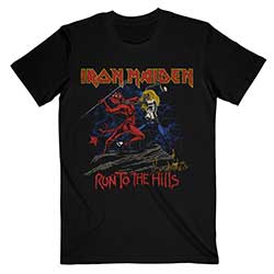 Iron Maiden Unisex T-Shirt: Number Of The Beast Run To The Hills Distress
