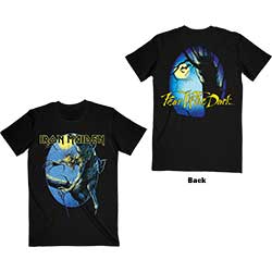 Iron Maiden Unisex T-Shirt: Fear of the Dark Oval Eddie Moon (Back Print)