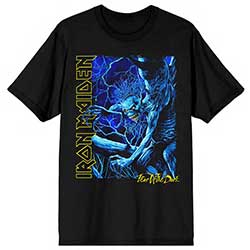 Iron Maiden Unisex T-Shirt: Fear of the Dark Blue Tone Eddie Vertical Logo