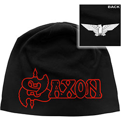Saxon Unisex Beanie Hat: Logo & Eagle (Back Print)