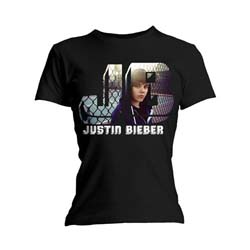 Justin Bieber Ladies T-Shirt: Photo Black (Skinny Fit)