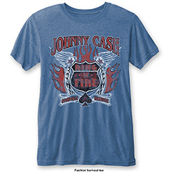 Johnny Cash Unisex Burn Out T-Shirt: Ring of Fire