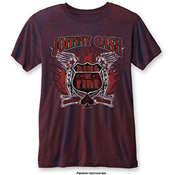 Johnny Cash Unisex Burn Out T-Shirt: Ring of Fire