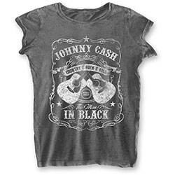 Johnny Cash Ladies T-Shirt: The Man In Black (Burnout)