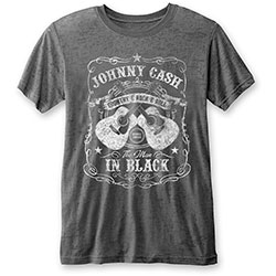 Johnny Cash Unisex T-Shirt: The Man in Black (Burnout) (Small)