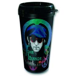 John Lennon Travel Mug: Beret (Plastic Body)