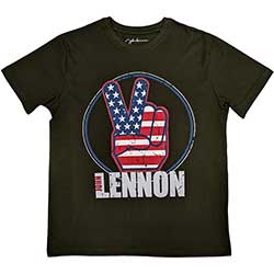 John Lennon Unisex T-Shirt: Peace Fingers US Flag