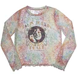 Janis Joplin Ladies Long Sleeve T-Shirt: Pearl (Mesh)
