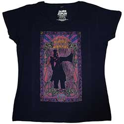 Janis Joplin Ladies T-Shirt: Paisley & Flowers Frame (Soft Hand Inks)
