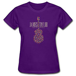 James Taylor Ladies T-Shirt: 2018 Tour Flower Guitar (Ex. Tour)