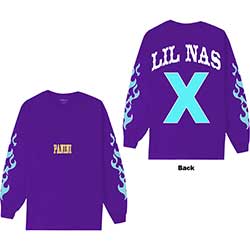 Lil Nas X Unisex Long Sleeved T-Shirt: Flame (Back & Sleeve Print)
