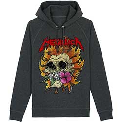 Metallica Unisex Pullover Hoodie: Skull Flower Washed