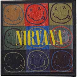 Nirvana Standard Patch: Distressed Happy Face Blocks