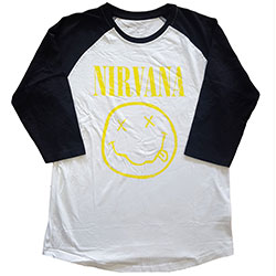 Nirvana Unisex Raglan T-Shirt: Yellow Smiley