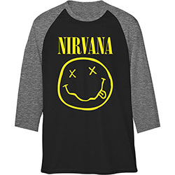 Nirvana Unisex Raglan T-Shirt: Yellow Smiley