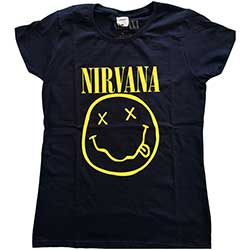 Nirvana Ladies T-Shirt: Yellow Happy Face. Wholesale Only & Official ...