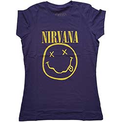Nirvana Ladies T-Shirt: Yellow Happy Face