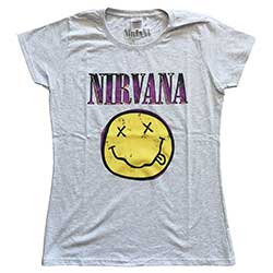 Nirvana Ladies T-Shirt: Xerox Smiley Pink