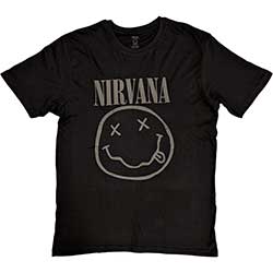 Nirvana Unisex T-Shirt: Black Smiley (Hi-Build)