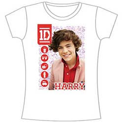 One Direction Ladies T-Shirt: 1D Harry Symbol Field (Skinny Fit)