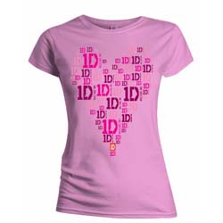 One Direction Ladies T-Shirt: Heart Logo (Skinny Fit)
