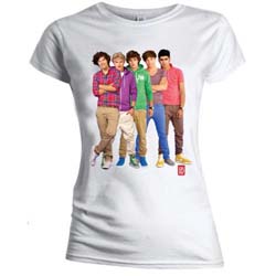 One Direction Ladies T-Shirt: Group Standing Colour (Skinny Fit)