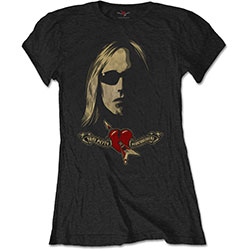 Tom Petty & The Heartbreakers Ladies T-Shirt: Shades & Logo (Soft Hand Inks)