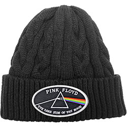 Pink Floyd Unisex Beanie Hat: The Dark Side of the Moon White Border (Cable Knit)