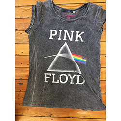 Pink Floyd Ladies Acid Wash T-Shirt: Vintage Prism