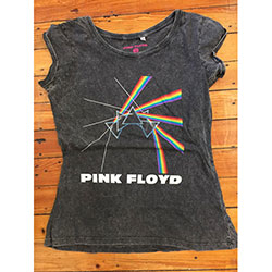 Pink Floyd Ladies Acid Wash T-Shirt: Multi-logo (X-Small)