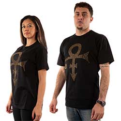 Prince Unisex Embellished T-Shirt: Gold Symbol (Diamante)