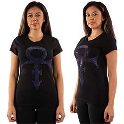 Prince Ladies T-Shirt: Purple Symbol (Embellished)
