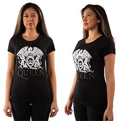 Queen Ladies T-Shirt: Logo (Embellished)