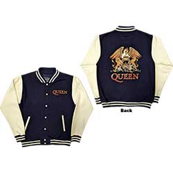 Queen Unisex Varsity Jacket: White Crest (Back Print)