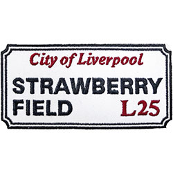 Road Sign Standard Woven Patch: Strawberry Field, Liverpool Sign