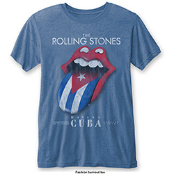The Rolling Stones Unisex T-Shirt: Havana Cuba (Burnout)