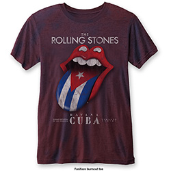 The Rolling Stones Unisex T-Shirt: Havana Cuba (Burnout)