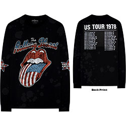 The Rolling Stones Unisex Long Sleeve T-Shirt: US Tour '78 (Back & Sleeve Print)