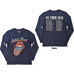 The Rolling Stones Unisex Long Sleeve T-Shirt: US Tour '78 (Back & Sleeve Print)