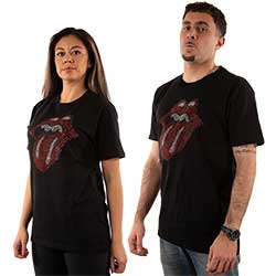 The Rolling Stones Unisex Embellished T-Shirt: Classic Tongue (Diamante)