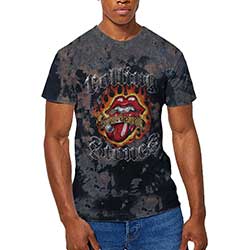 The Rolling Stones Unisex T-Shirt: Tattoo Flames (Dip-Dye)