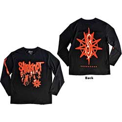 Slipknot Unisex Long Sleeve T-Shirt: The End So Far Group Photo Tribal-S Nonagram (Back & Sleeve Print)