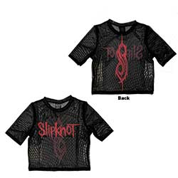 Slipknot Ladies Crop Top: Logo (Back Print & Mesh)