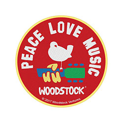 Woodstock Standard Woven Patch: Peace Love Music