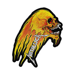 Metallica Standard Woven Patch: Flaming Skull Cut-Out