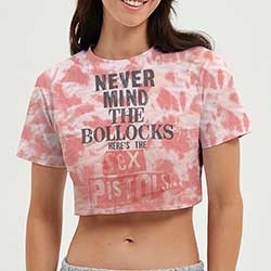 The Sex Pistols Ladies Crop Top: Never Mind the Bollocks (Dye-Wash)