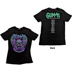 Sum 41 Unisex T-Shirt: Order In Decline Tour 2020 Purple Skull (Back Print) (Ex-Tour)