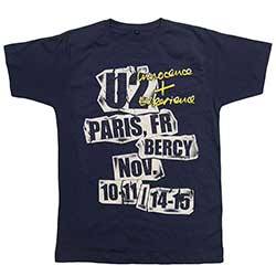 U2 Unisex T-Shirt: I+E Paris Event 2015 (Back Print)